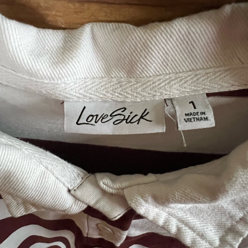 Lovesick Maroon and White Striped Shirt - Picture 3 of 6